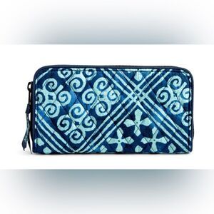 VB RFID Signature Cotton Navy Light Blue Cuban Tiles Georgia Wallet